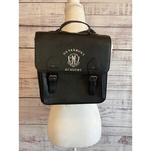 Wednesday Addams TV Series Solid Nevermore Logo  Black Backpack Bag